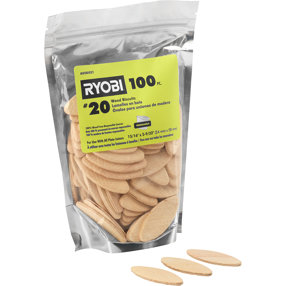 100 PC. #20 WOOD BISCUITS | RYOBI
