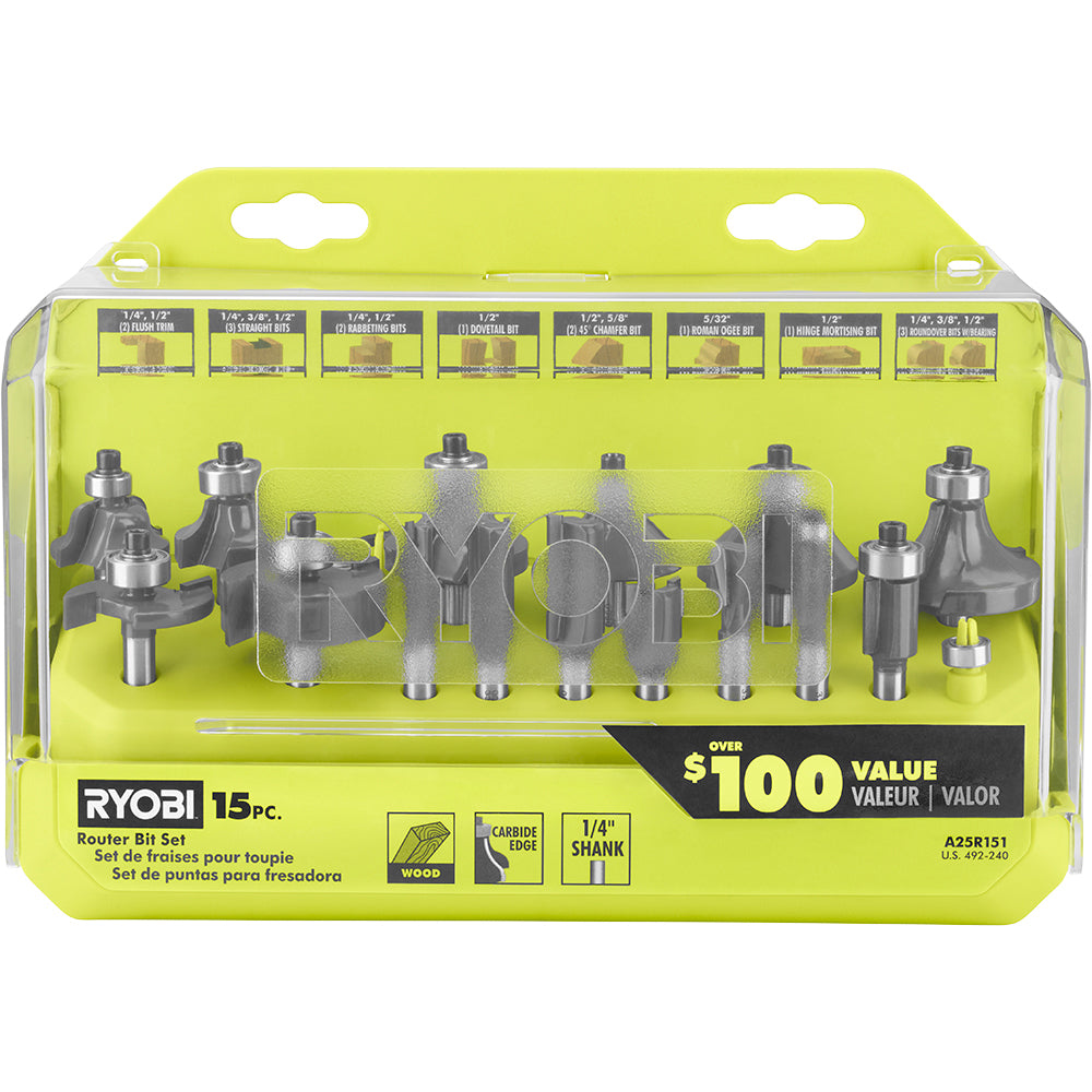 15 PC. ROUTER BIT SET | RYOBI