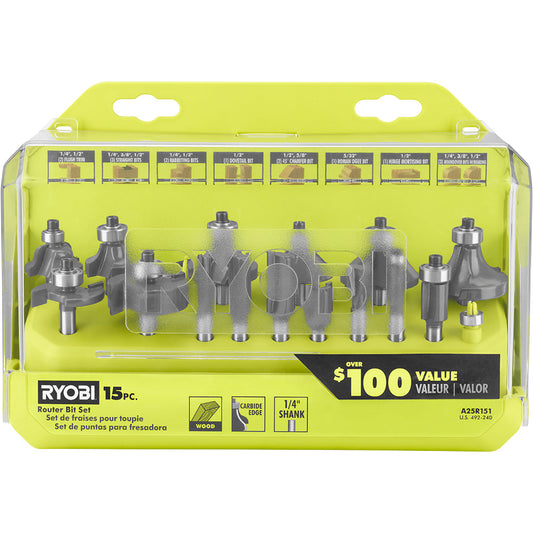 15 PC. ROUTER BIT SET | RYOBI