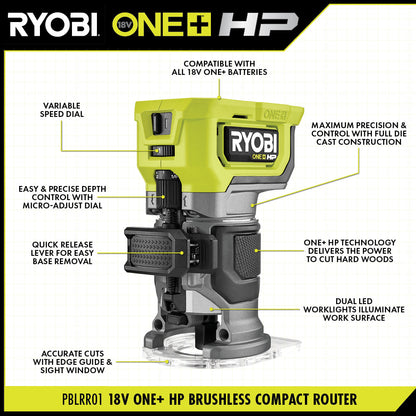 18V ONE+ HP BRUSHLESS COMPACT ROUTER KIT | RYOBI