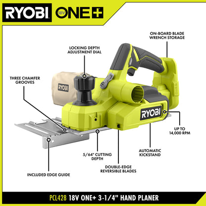 18V ONE+? 3-1/4″ HAND PLANER KIT | RYOBI