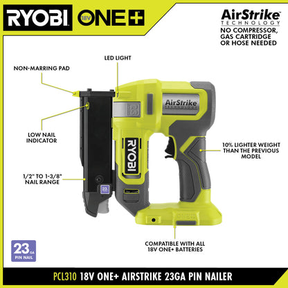 18V ONE+ AIRSTRIKE 23GA PIN NAILER | RYOBI