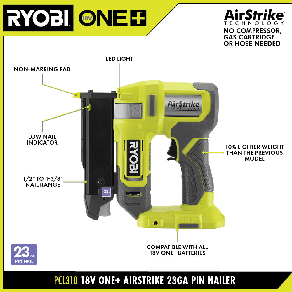 18V ONE+ AIRSTRIKE 23GA PIN NAILER KIT | RYOBI