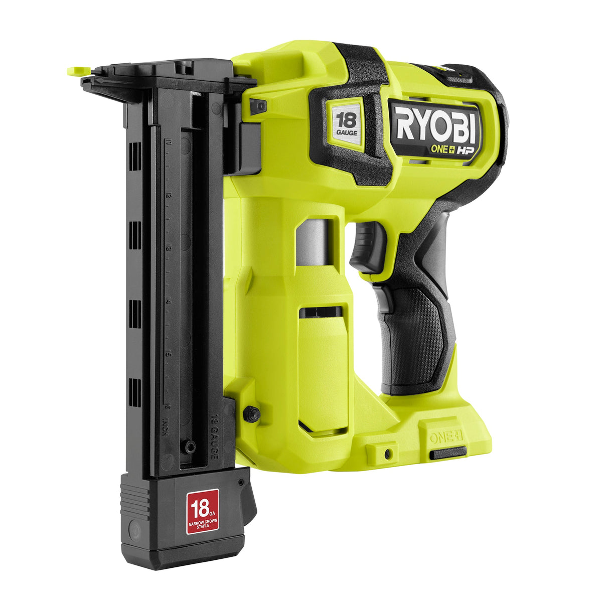 18V ONE+ HP 18V BRUSHLESS CORDLESS 18-GAUGE NARROW CROWN STAPLER, CORDLESS STAPLE GUN (TOOL ONLY) | RYOBI