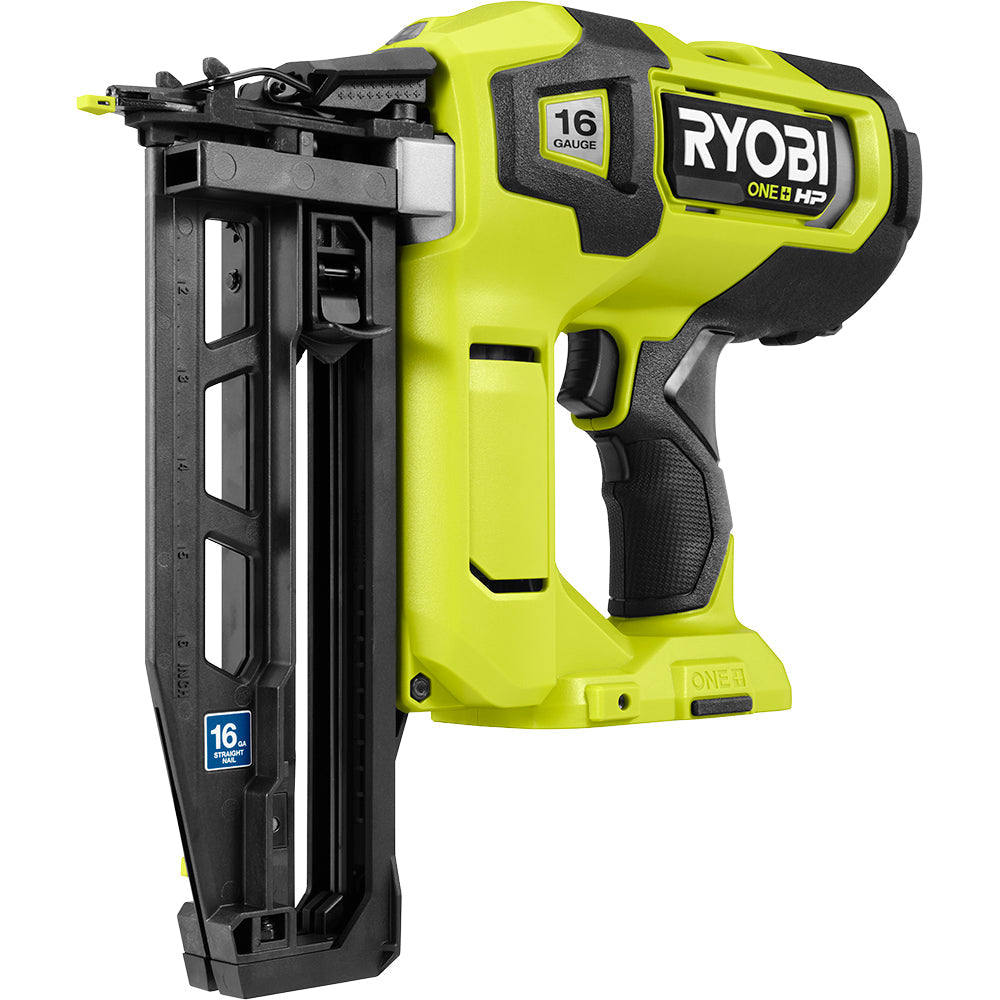 18V ONE+ HP 18V BRUSHLESS CORDLESS NAIL GUN, 16-GAUGE STRAIGHT FINISH NAILER (TOOL ONLY) | RYOBI