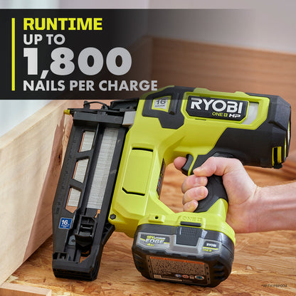 18V ONE+ HP 18V BRUSHLESS CORDLESS NAIL GUN, 16-GAUGE STRAIGHT FINISH NAILER (TOOL ONLY) | RYOBI