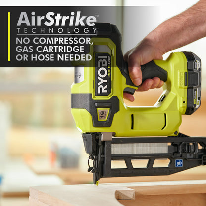 18V ONE+ HP 18V BRUSHLESS CORDLESS NAIL GUN, 16-GAUGE STRAIGHT FINISH NAILER (TOOL ONLY) | RYOBI