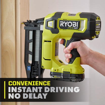 18V ONE+ HP 18V BRUSHLESS CORDLESS NAIL GUN, 16-GAUGE STRAIGHT FINISH NAILER (TOOL ONLY) | RYOBI