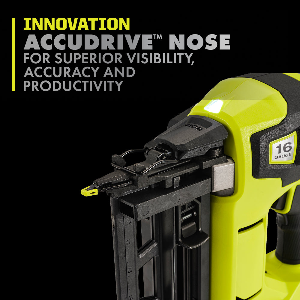 18V ONE+ HP 18V BRUSHLESS CORDLESS NAIL GUN, 16-GAUGE STRAIGHT FINISH NAILER (TOOL ONLY) | RYOBI