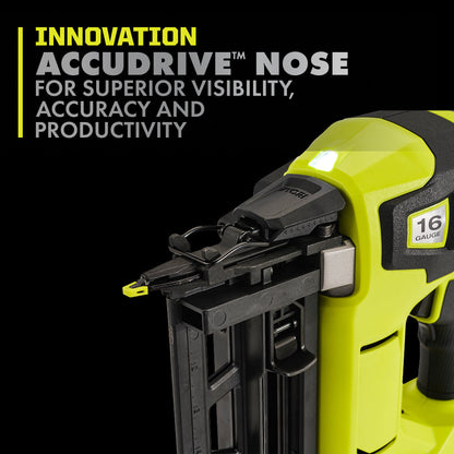 18V ONE+ HP 18V BRUSHLESS CORDLESS NAIL GUN, 16-GAUGE STRAIGHT FINISH NAILER (TOOL ONLY) | RYOBI
