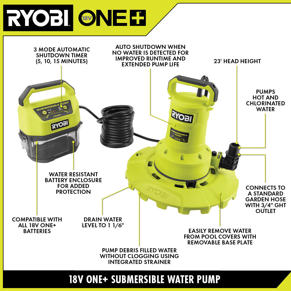 18V ONE+ 20 GPM SUBMERSIBLE WATER TRANSFER PUMP KIT | RYOBI