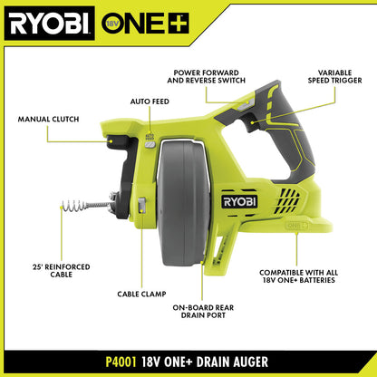18V ONE+ DRAIN AUGER (TOOL ONLY) | RYOBI