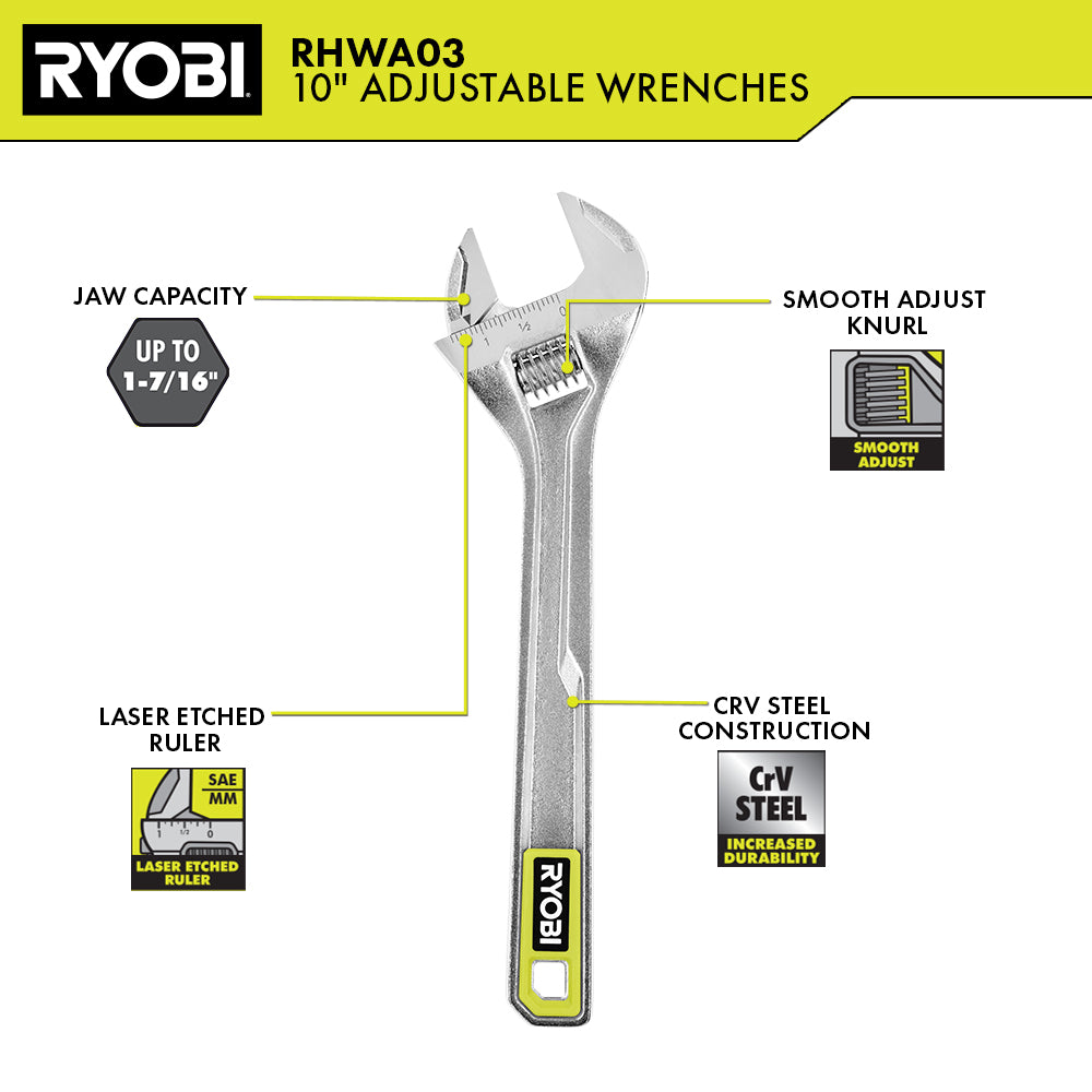 10″ ADJUSTABLE WRENCH | RYOBI