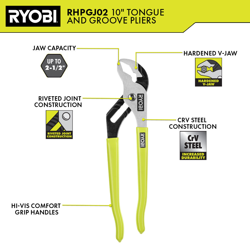 10″ TONGUE AND GROOVE PLIER | RYOBI