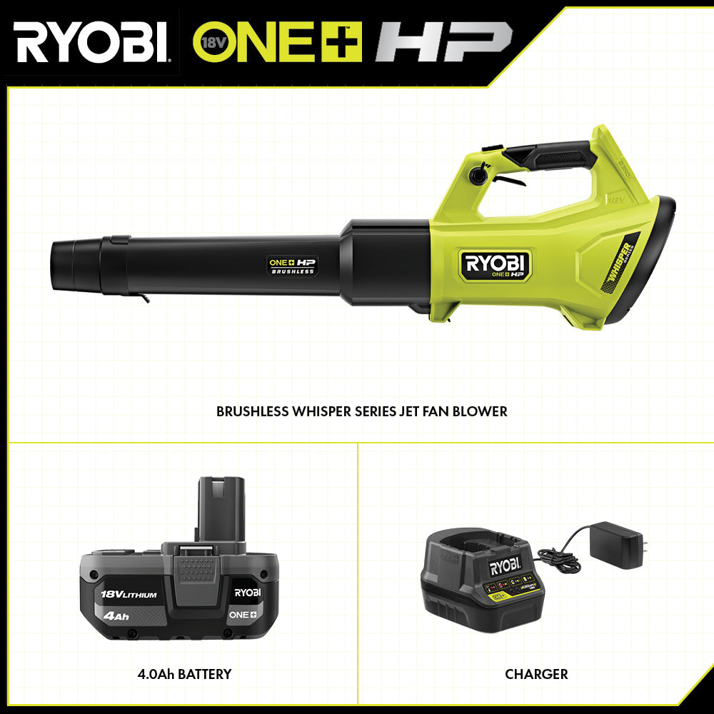 18V ONE+ HP BRUSHLESS WHISPER SERIES 450 CFM BLOWER KIT | RYOBI