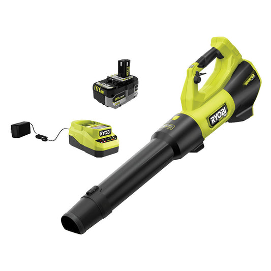 18V ONE+ HP BRUSHLESS WHISPER SERIES 510 CFM 130 MPH BATTERY LEAF BLOWER, 6.0 AH BATTERY, CHARGER | RYOBI