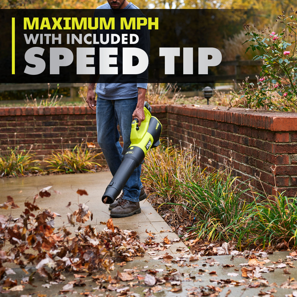 18V ONE+ HP BRUSHLESS WHISPER SERIES 510 CFM 130 MPH BATTERY LEAF BLOWER, 6.0 AH BATTERY, CHARGER | RYOBI
