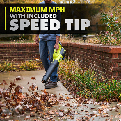 18V ONE+ HP BRUSHLESS WHISPER SERIES 510 CFM 130 MPH BATTERY LEAF BLOWER, 6.0 AH BATTERY, CHARGER | RYOBI