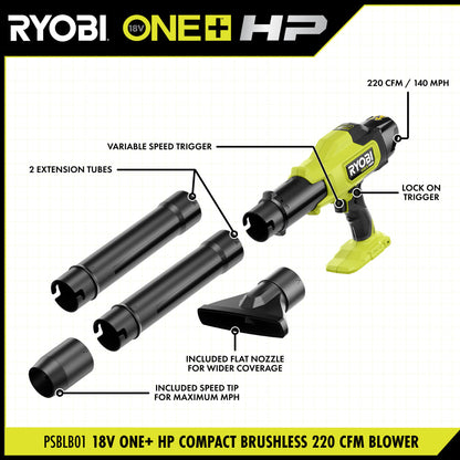 18V ONE+ HP COMPACT BRUSHLESS 220 CFM BLOWER | RYOBI