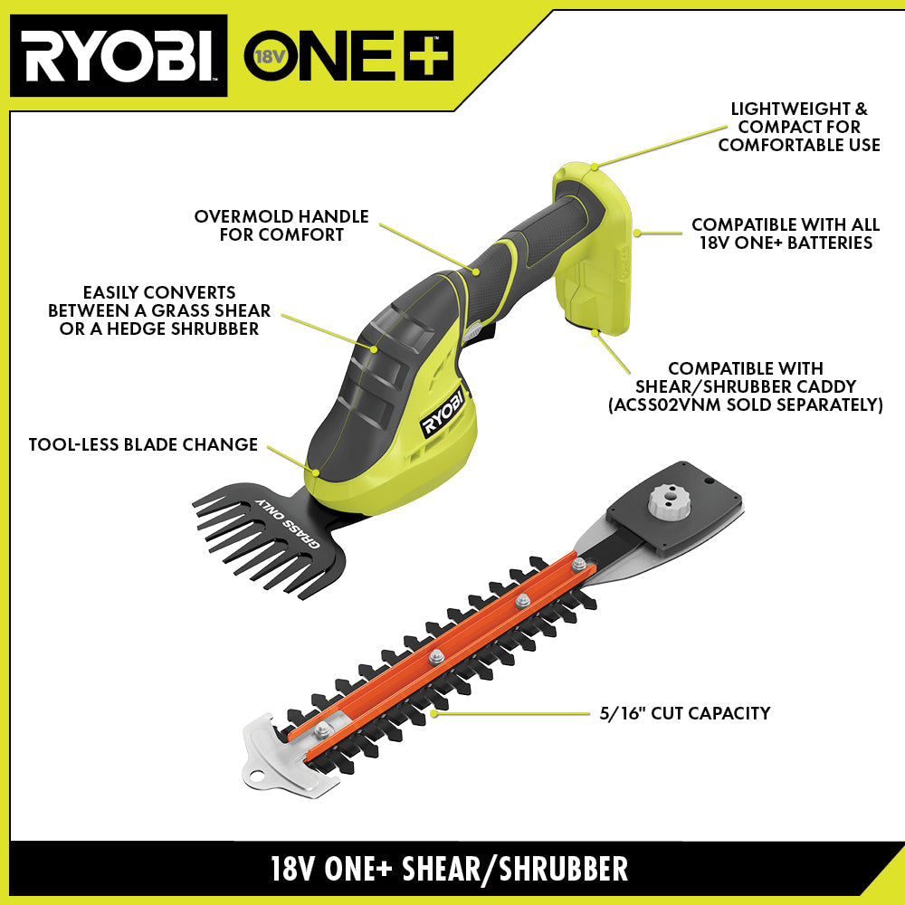 18V ONE+ 2-IN-1 SHEAR SHRUBBER KIT | RYOBI