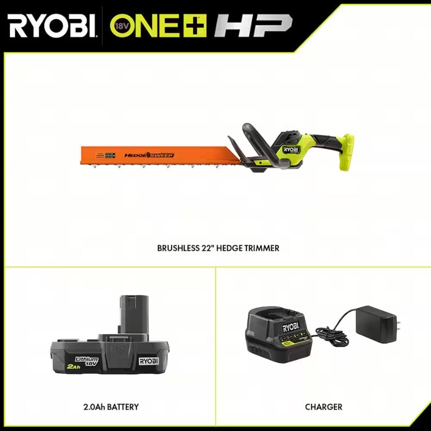 18V ONE+ HP BRUSHLESS 22″ HEDGE TRIMMER KIT | RYOBI