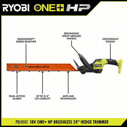 18V ONE+ HP BRUSHLESS 24″ HEDGE TRIMMER | RYOBI
