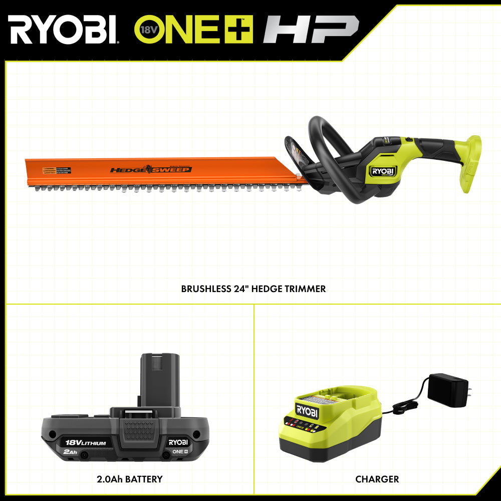 18V ONE+ HP BRUSHLESS 24″ HEDGE TRIMMER KIT | RYOBI