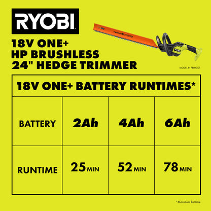 18V ONE+ HP BRUSHLESS 24″ HEDGE TRIMMER KIT | RYOBI
