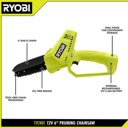 12V 6″ PRUNING CHAINSAW | RYOBI