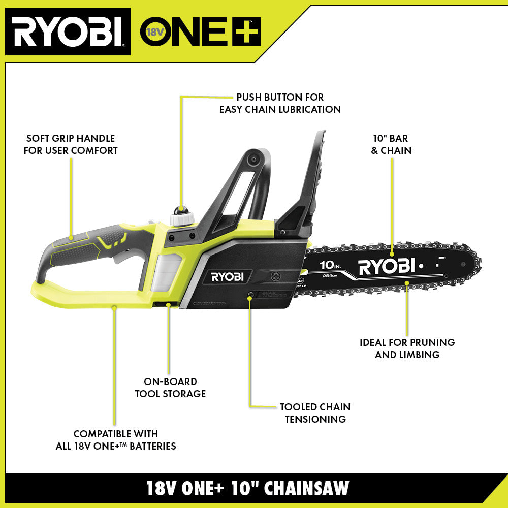 18V ONE+ 10″ CHAINSAW | RYOBI