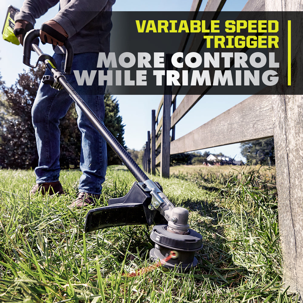 40V HP BRUSHLESS 600 CFM WHISPER SERIES BLOWER & 15″ CARBON FIBER STRING TRIMMER COMBO KIT | RYOBI