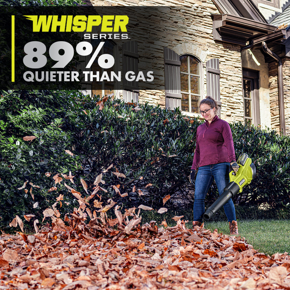 40V HP BRUSHLESS 600 CFM WHISPER SERIES BLOWER & 15″ CARBON FIBER STRING TRIMMER COMBO KIT | RYOBI