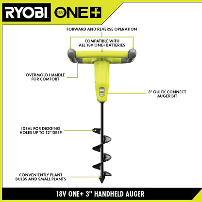 18V ONE+ 3″ HANDHELD AUGER | RYOBI