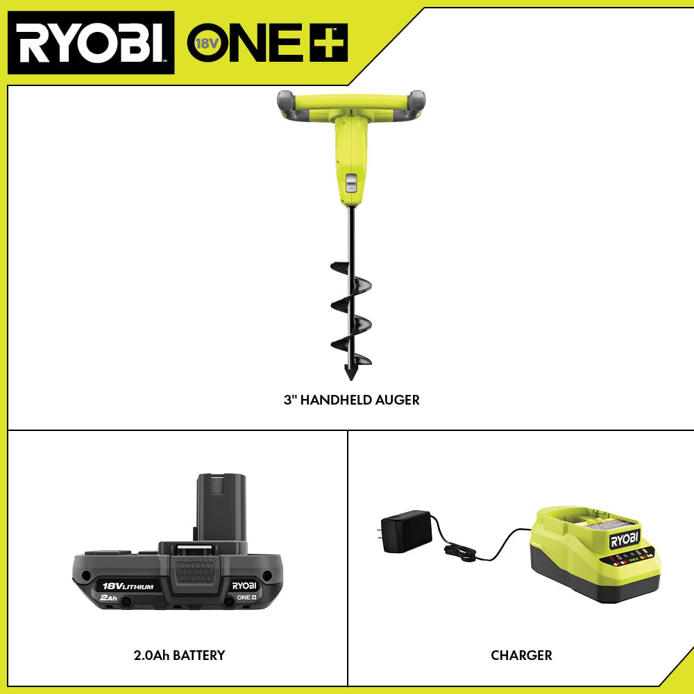 18V ONE+ 3″ HANDHELD AUGER KIT | RYOBI