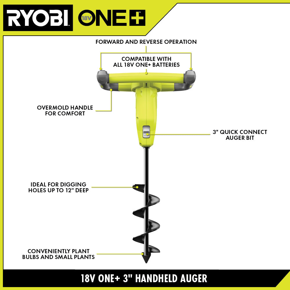 18V ONE+ 3″ HANDHELD AUGER KIT | RYOBI