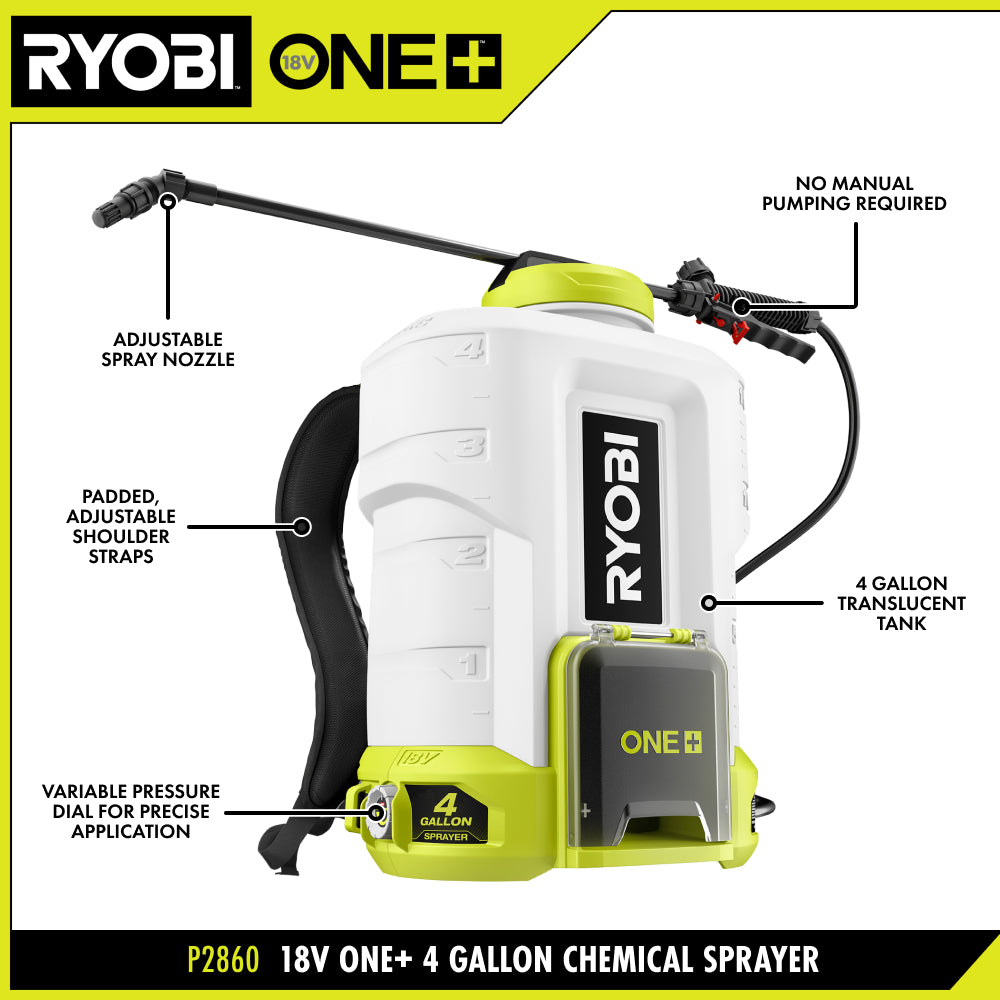 18V ONE+ 4 GALLON BACKPACK CHEMICAL SPRAYER | RYOBI