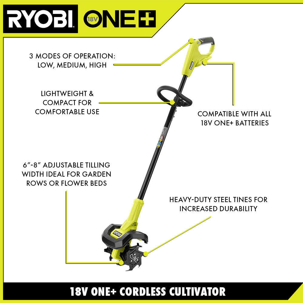 18V ONE+ 8″ CULTIVATOR KIT | RYOBI