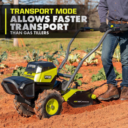 40V HP BRUSHLESS 18″ REAR TINE TILLER KIT | RYOBI