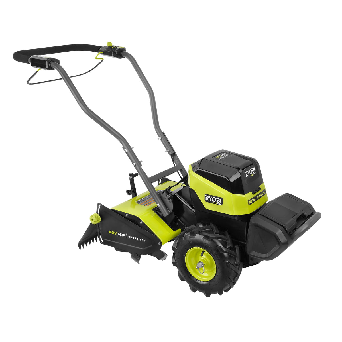 40V HP BRUSHLESS 18″ REAR TINE TILLER KIT | RYOBI