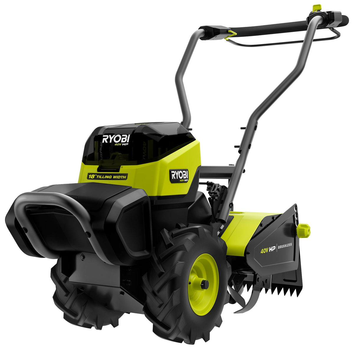40V HP BRUSHLESS 18″ REAR TINE TILLER KIT | RYOBI