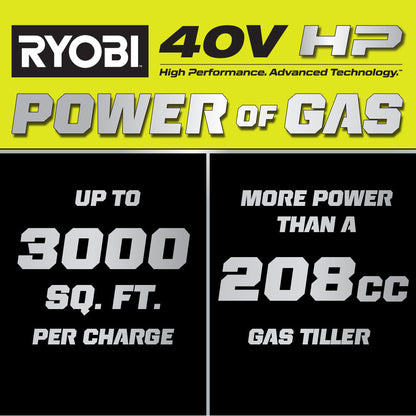 40V HP BRUSHLESS 18″ REAR TINE TILLER KIT | RYOBI