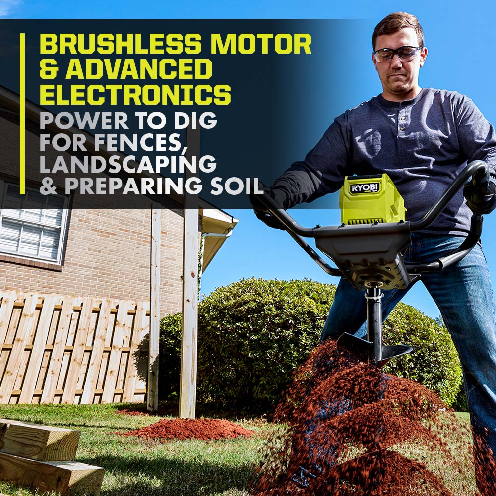 40V HP BRUSHLESS 8″ EARTH AUGER KIT | RYOBI