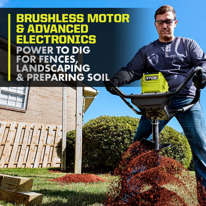 40V HP BRUSHLESS 8″ EARTH AUGER KIT | RYOBI