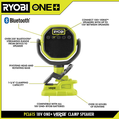 18V ONE+ VERSE? CLAMP SPEAKER | RYOBI