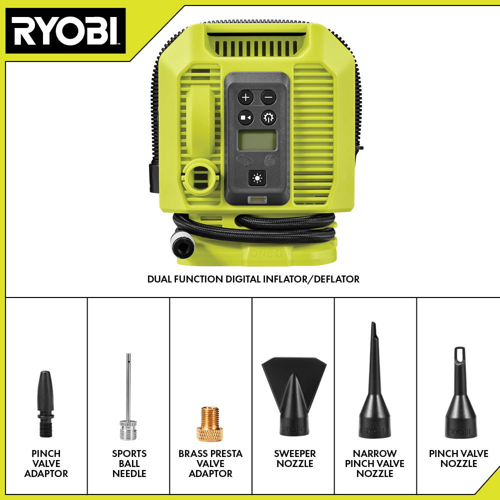 18V ONE+ DUAL FUNCTION DIGITAL INFLATOR/DEFLATOR | RYOBI