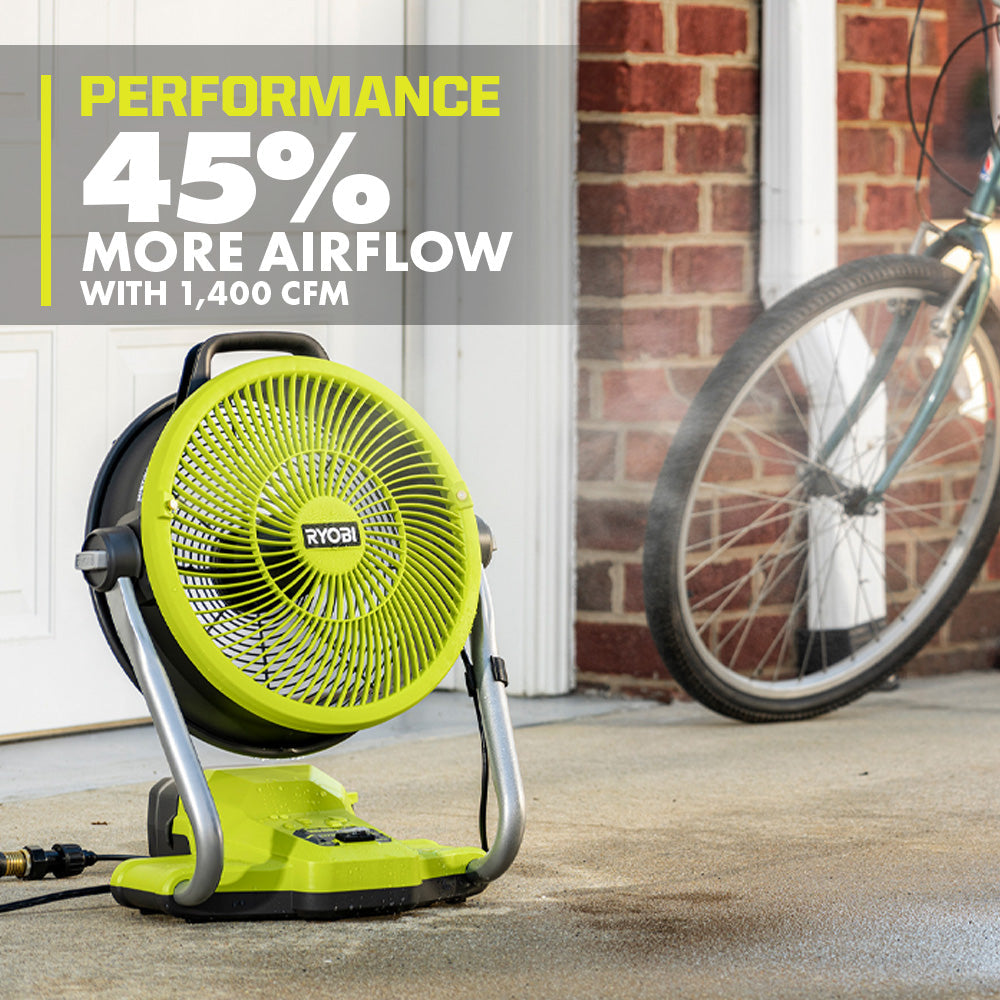 18V ONE+ 12″ HYBRID MISTING AIR CANNON FAN | RYOBI