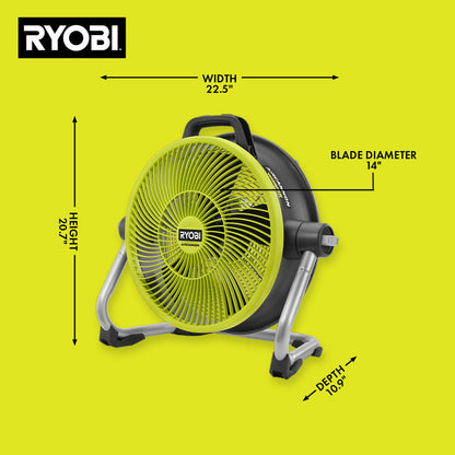 18V ONE+ HYBRID WHISPER SERIES 14″ AIR CANNON FAN | RYOBI