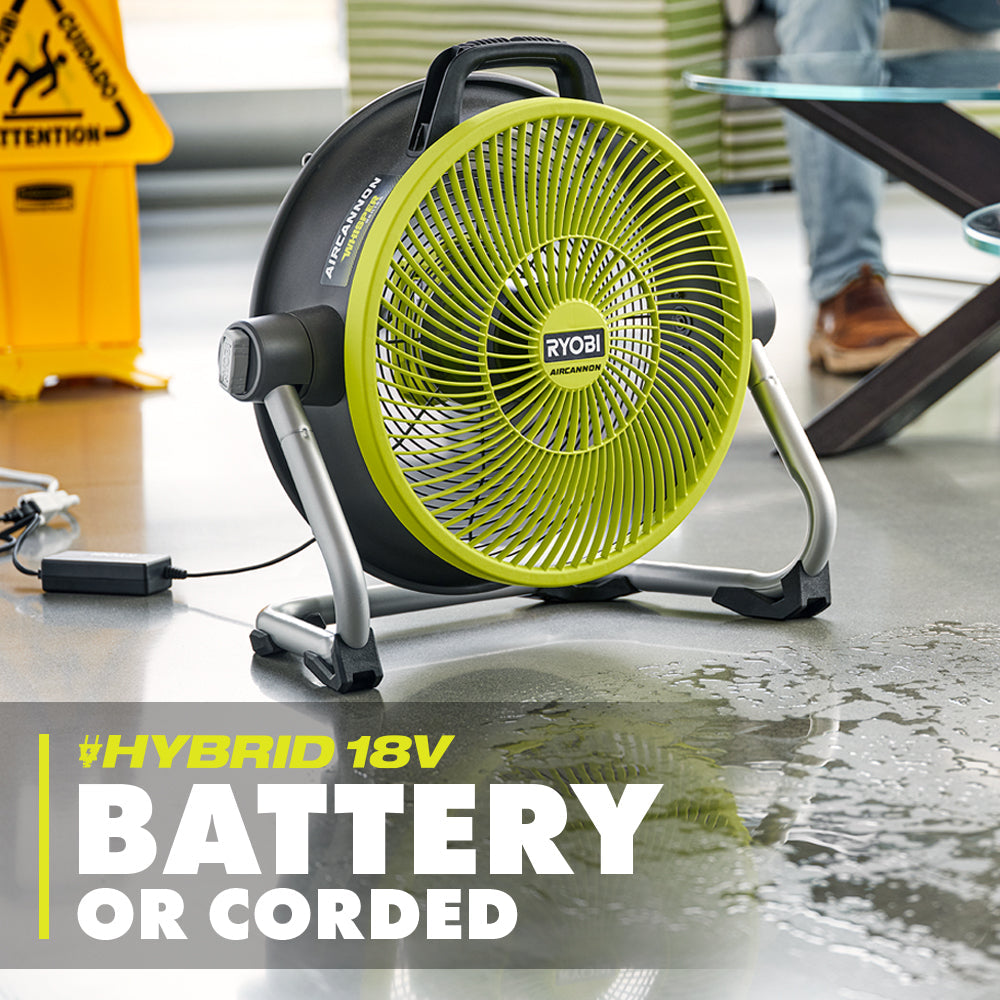 18V ONE+ HYBRID WHISPER SERIES 14″ AIR CANNON FAN | RYOBI