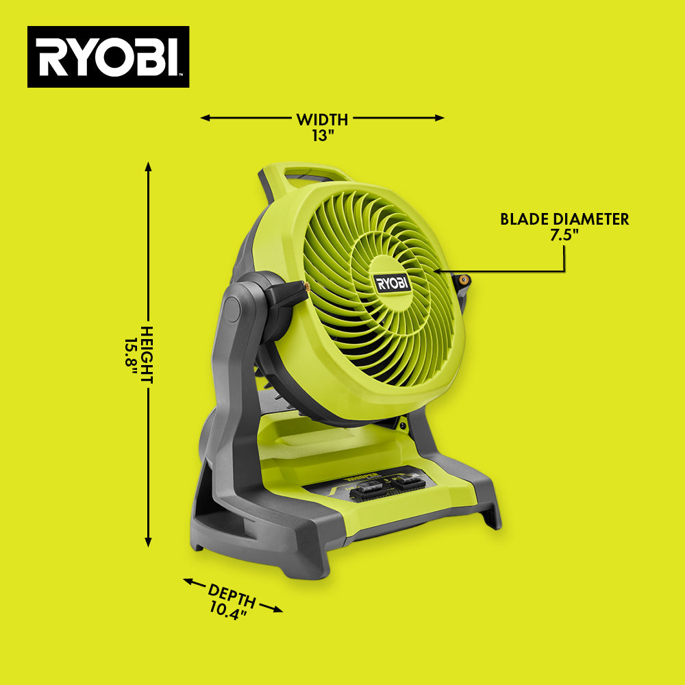 18V ONE+ WHISPER SERIES 7.5″ BUCKET TOP MISTING FAN | RYOBI