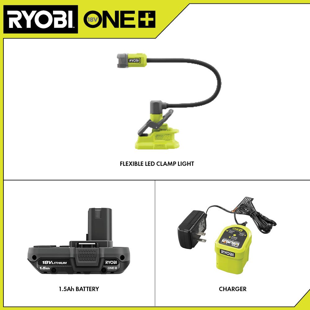 18V ONE+ FLEXIBLE LED CLAMP LIGHT KIT | RYOBI